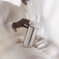 Frank Green Ceramic Reusable Bottle 34oz/1000ml - Chrome Silver/White