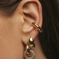 Luv AJ Pave Interlock Hoops - Gold