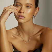 Luv AJ Pave Interlock Hoops - Silver