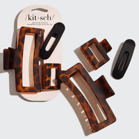 Kitsch Recycled Plastic Assorted Claw Clips- Rectangle Open Shape