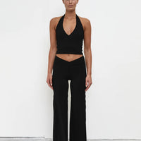 Pinky & Kamal Wrap Straight Leg Pant - Black