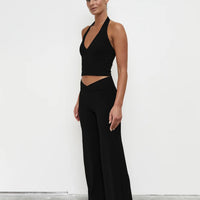 Pinky & Kamal Wrap Straight Leg Pant - Black