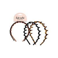 Kitsch Zig Zag Headbands 2pc Set - Black & Tort