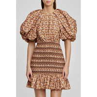 Acler Brooks Dress - Neutral Leaves