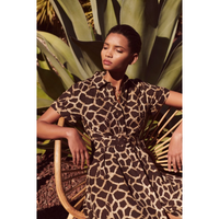Rebecca Vallance Acacia Short Sleeve Midi Dress - Giraffe Print
