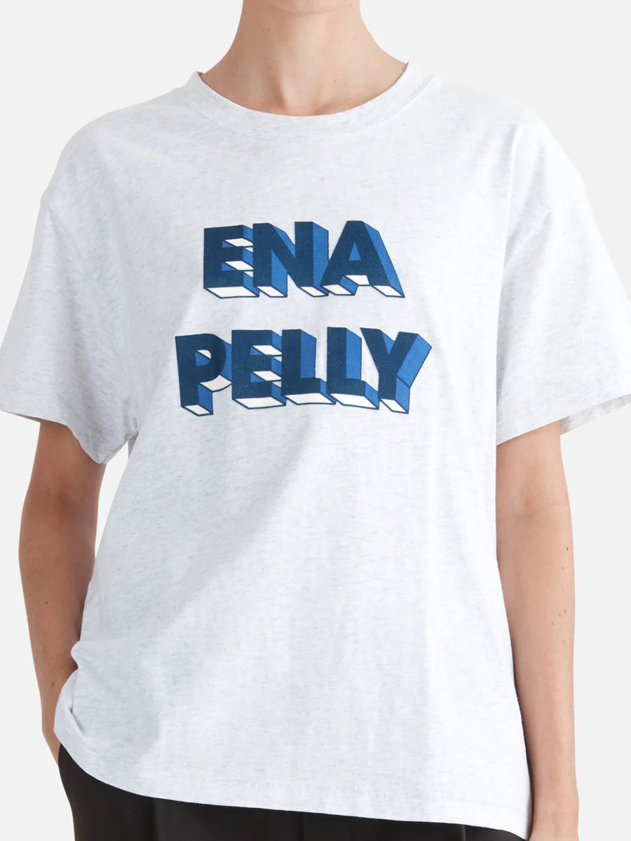 Ena Pelly 3D Logo Relaxed Tee - White Marle