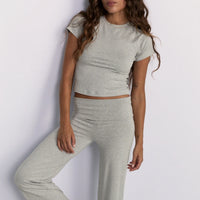 Pinky & Kamal Cropped Baby Tee - Grey Marle