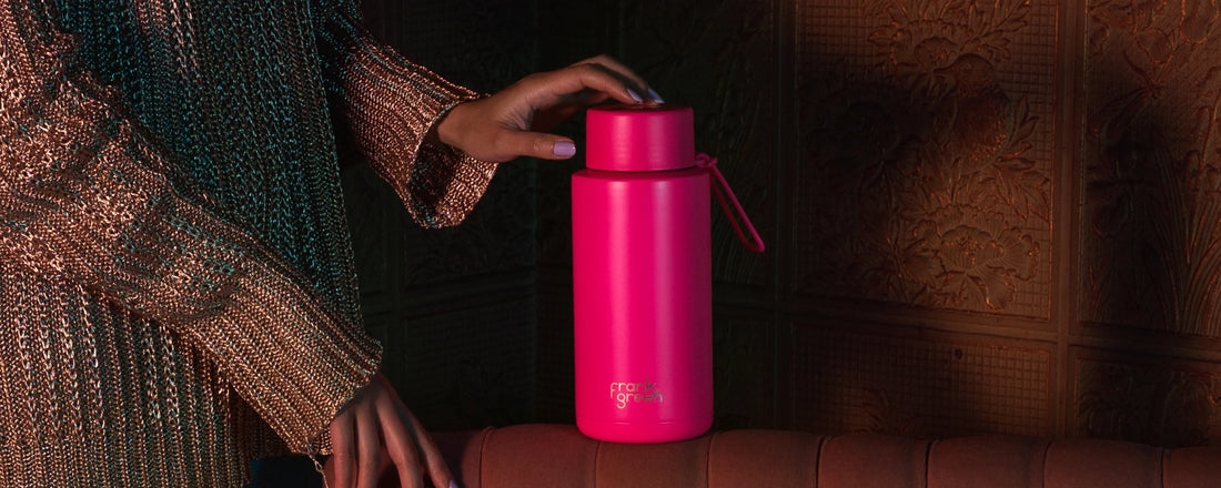 Frank Green Ceramic Reusable Bottle 34oz/1000ml - Neon Pink