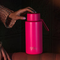 Frank Green Ceramic Reusable Bottle 34oz/1000ml - Neon Pink