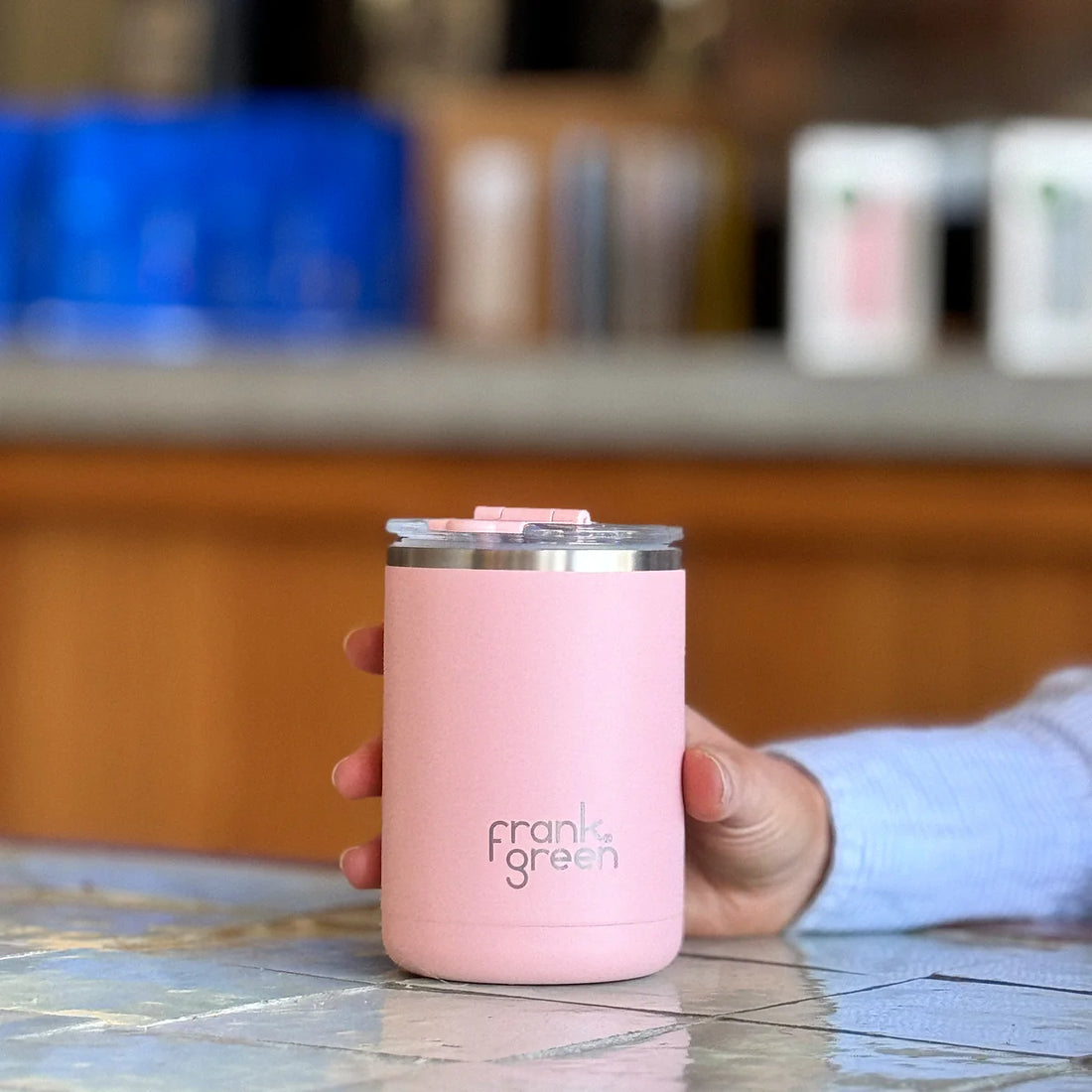 Frank Green Ceramic Coffee Cup with Hinged Lid 355ml - Moon Dust