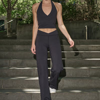Pinky & Kamal Wrap Straight Leg Pant - Black