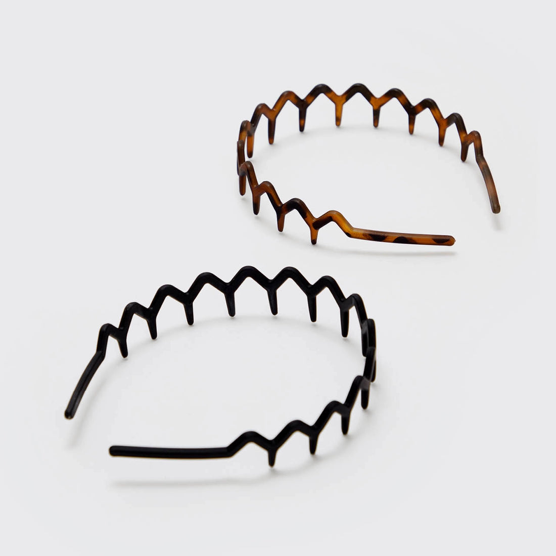 Kitsch Zig Zag Headbands 2pc Set - Black & Tort