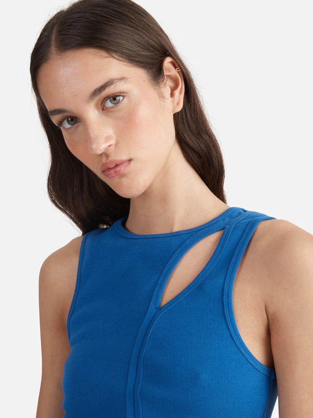 Ena Pelly Bronte Cut Out Rib Tank - Dazzling Blue