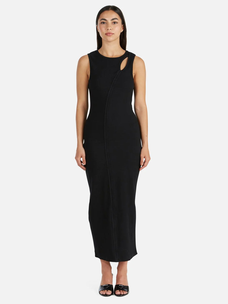 Ena Pelly Bronte Cut Out Rib Dress - Black