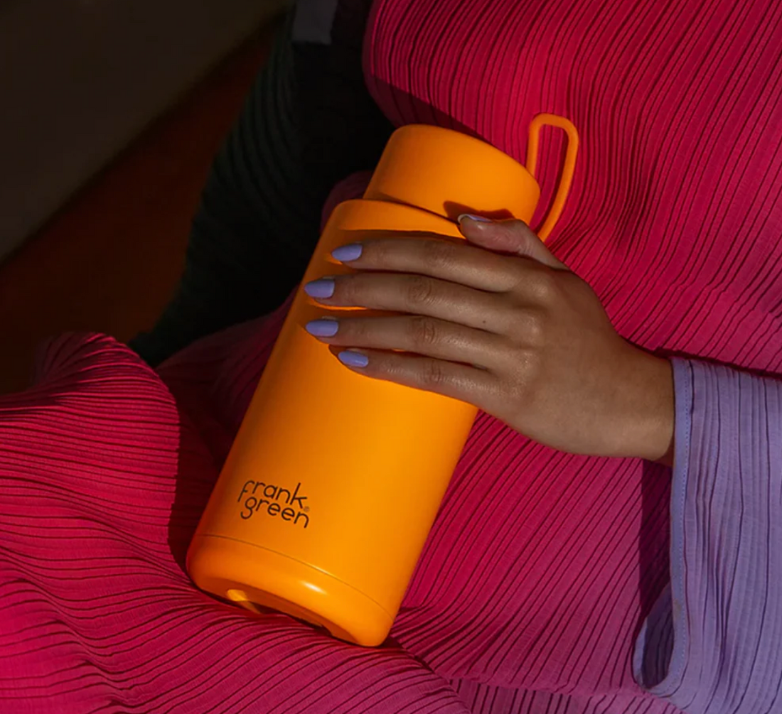 Frank Green Ceramic Reusable Bottle 34oz/1000ml - Neon Orange