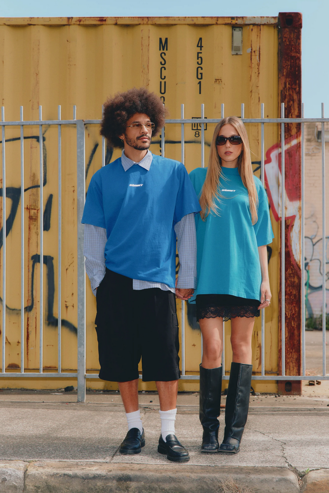 SŚAINT Reflective Logo Tee - Blue