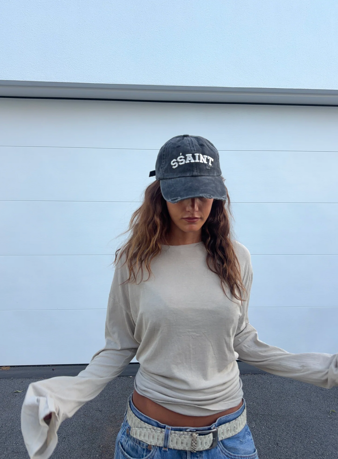 SŚAINT Logo Acid Wash Cap - Black