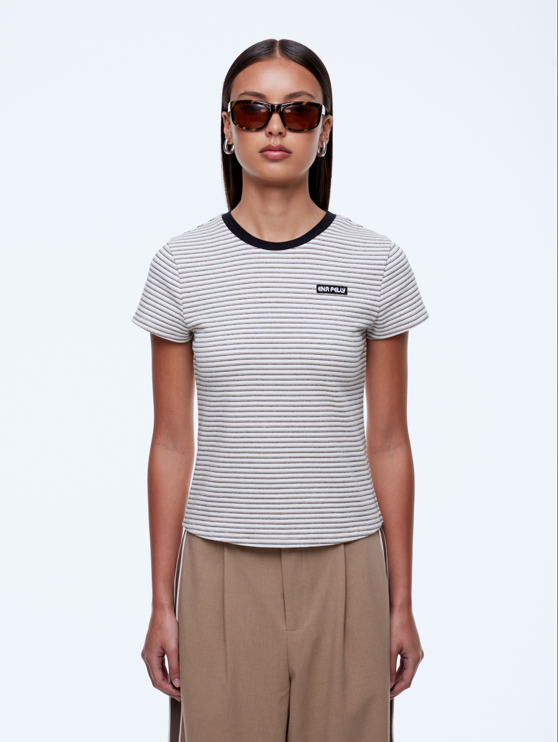 Ena Pelly Penny Baby Tee - Sand/Black Stripe