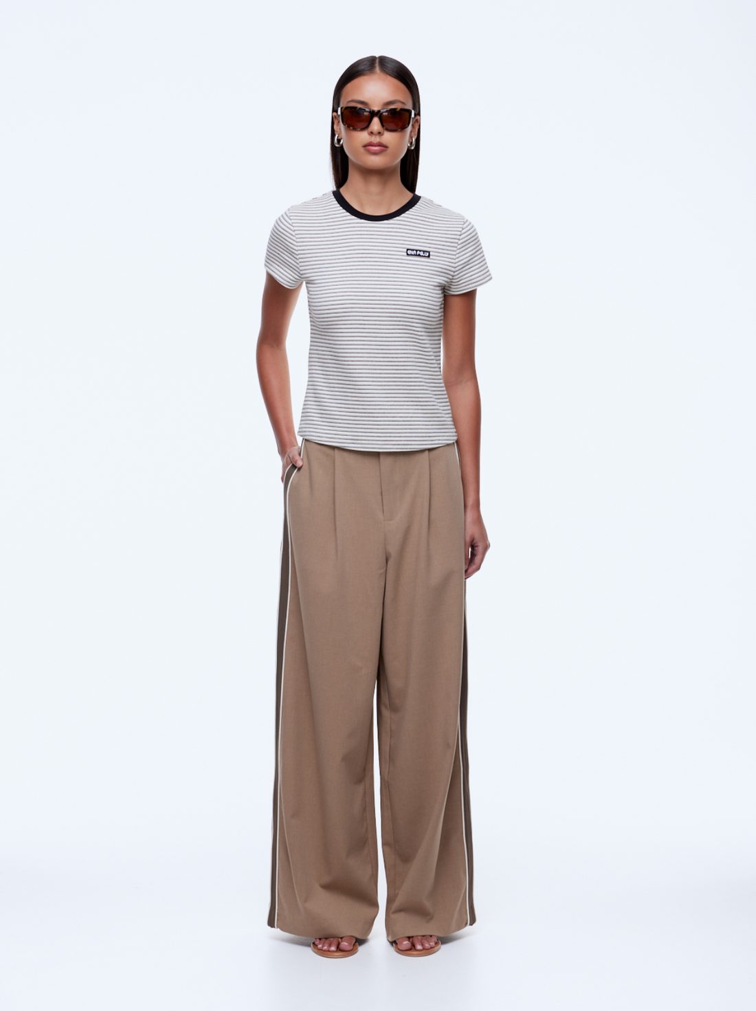 Ena Pelly Penny Baby Tee - Sand/Black Stripe