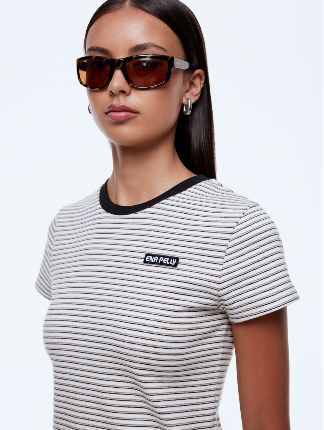 Ena Pelly Penny Baby Tee - Sand/Black Stripe