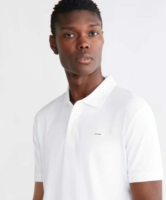 Calvin Klein Slim Smooth Cotton Polo Shirt - Bright White