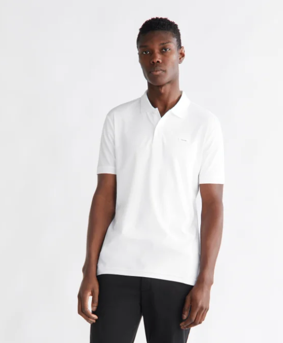 Calvin Klein Slim Smooth Cotton Polo Shirt - Bright White