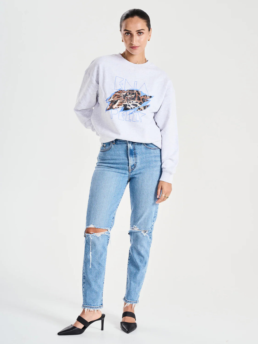 Ena Pelly Tigers Eye Sweatshirt - White Marle