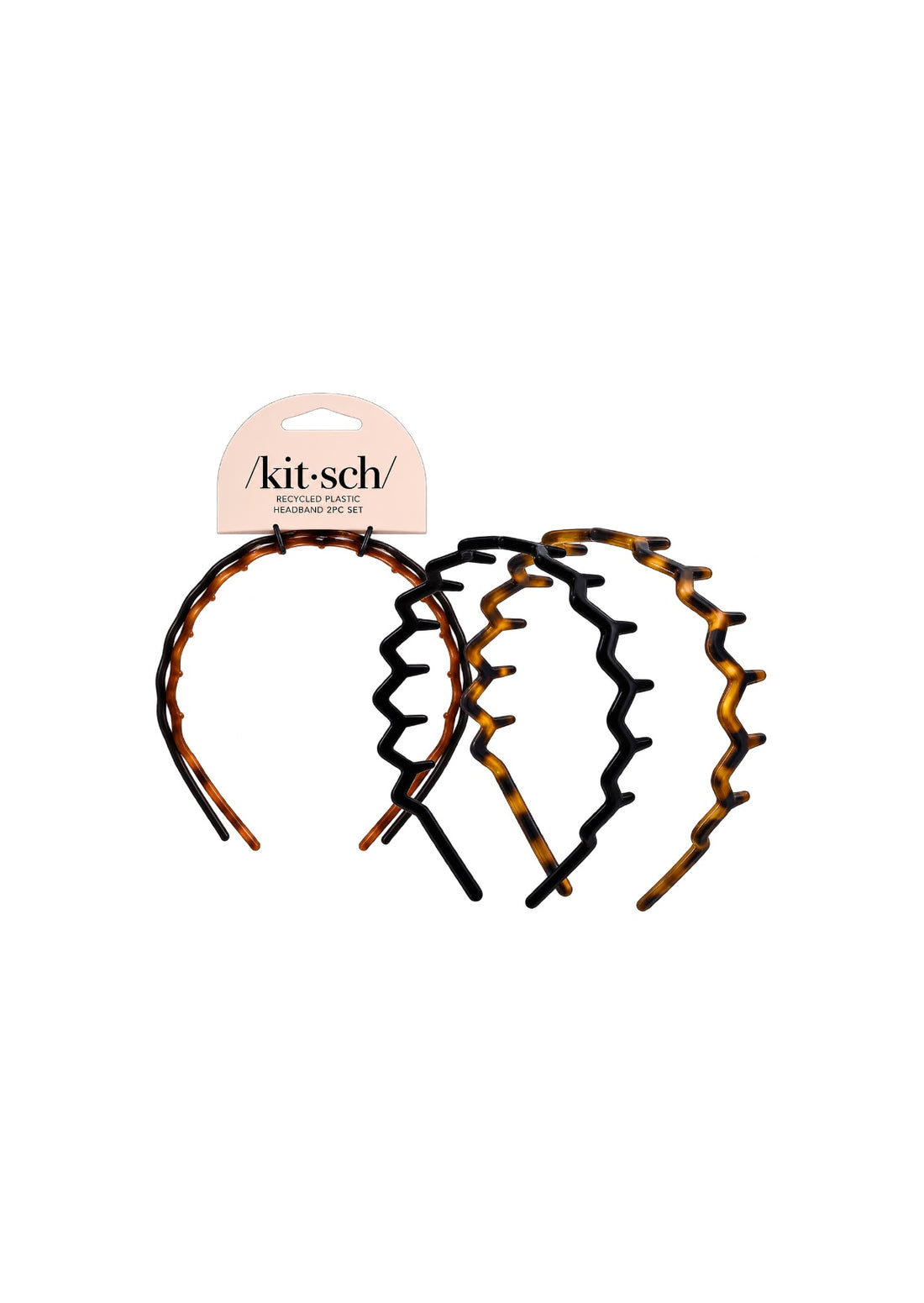 Kitsch Zig Zag Headbands 2pc Set - Black & Tort