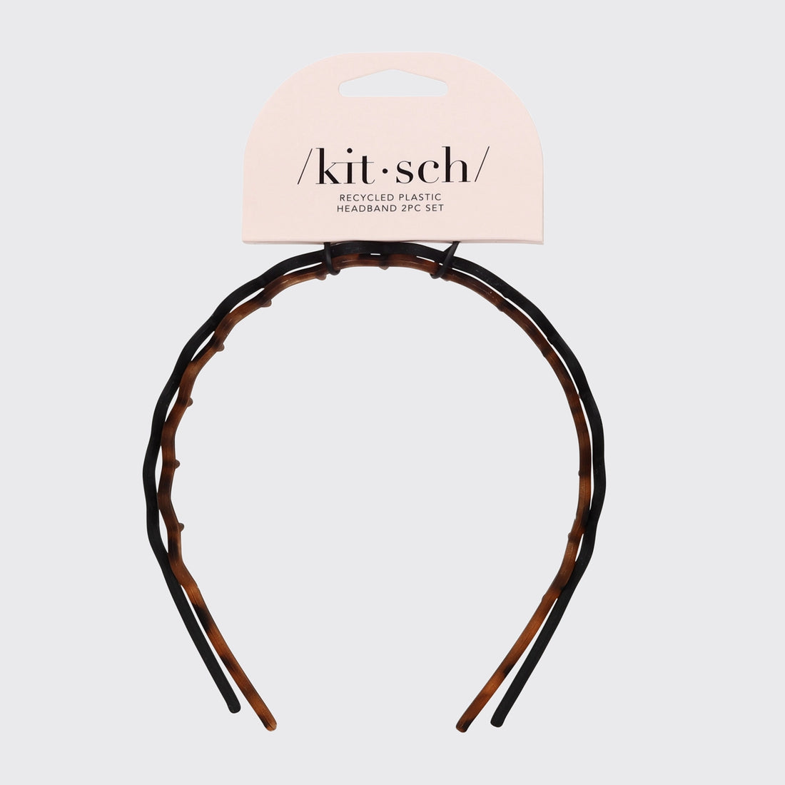 Kitsch Zig Zag Headbands 2pc Set - Black & Tort