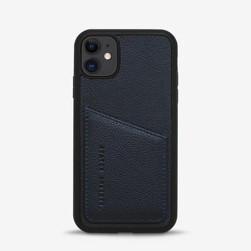 Status Anxiety Who's Who Leather Phone Case (iPhone) - Navy Blue