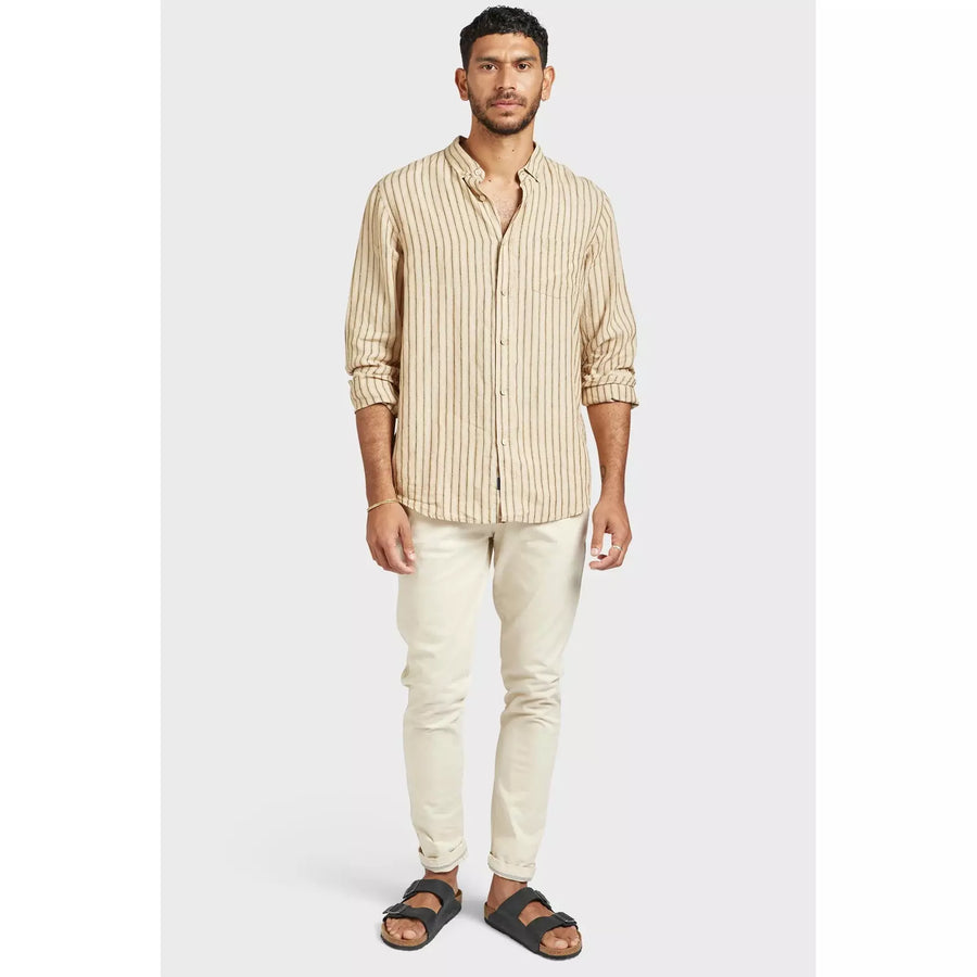 The Academy Brand Jeff Linen Shirt - Parchment Brown