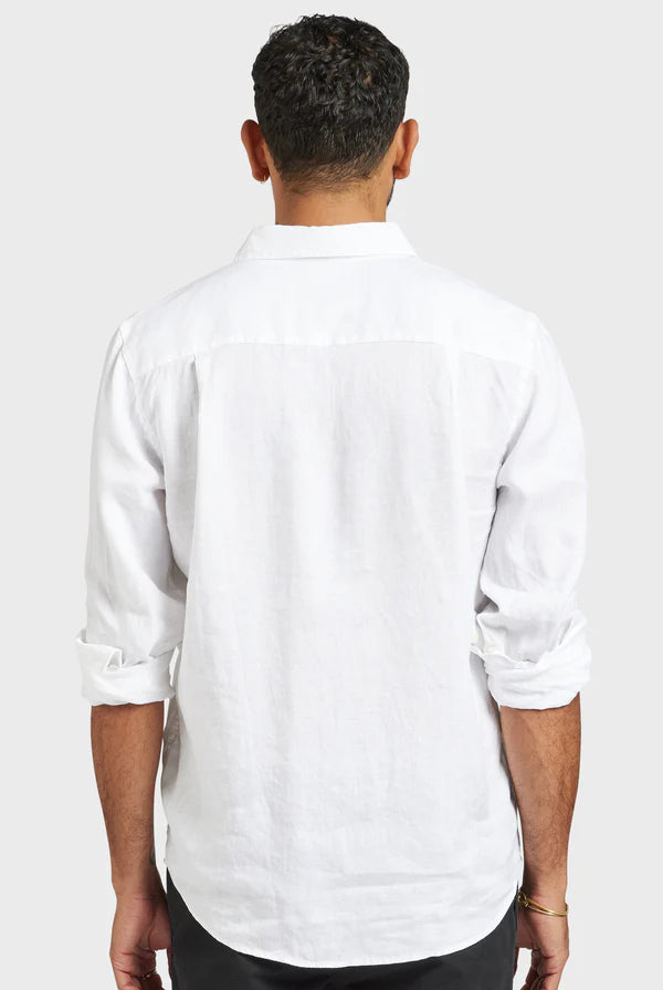 The Academy Brand Hampton L/S Linen Shirt - White