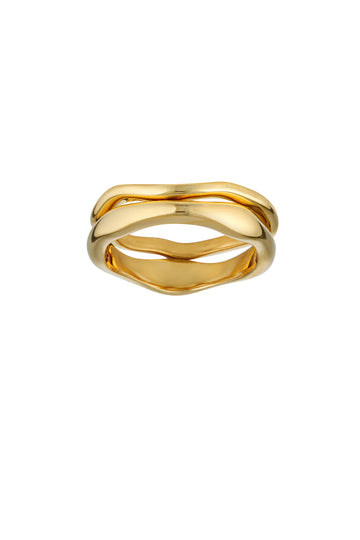 Porter Jewellery Wave Ring Set - Gold Vermeil