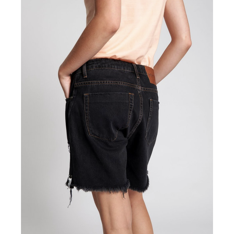 Black denim boyfriend shorts sales