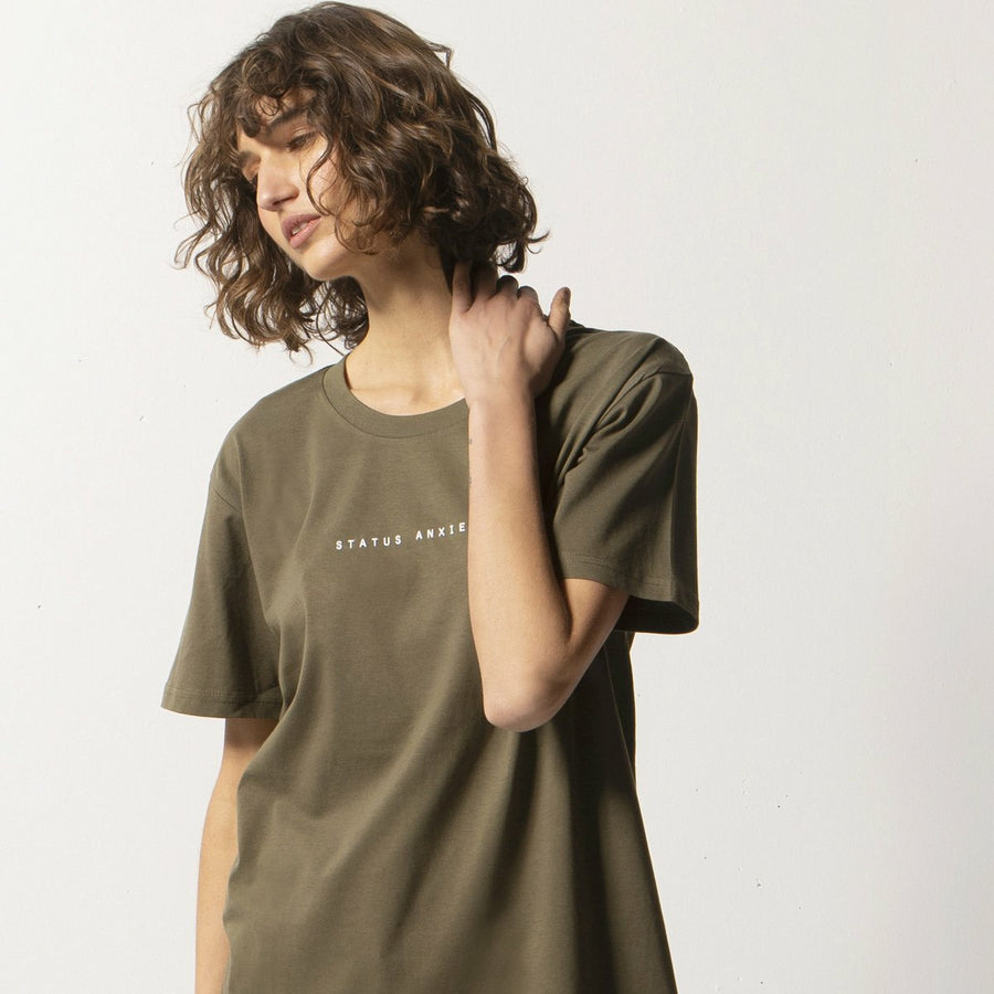 Status Anxiety Think It Over Women's Tee - Army